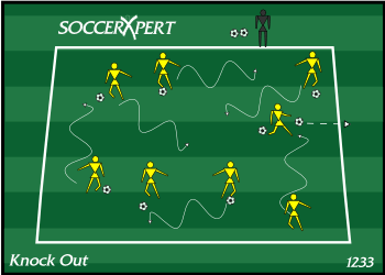 A 20-by-20 grid packed with dribblers, every player with their own ball at their feet.